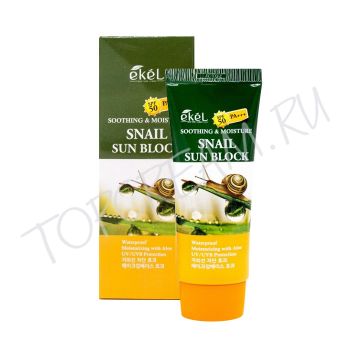 Солнцезащитный крем с улиточным муцином EKEL Soothing & Moisture Snail Sun Block SPF50 PA+++