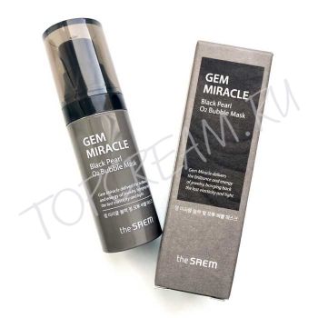 Кислородная маска для лица с экстрактом черного жемчуга. Миниатюра THE SAEM Gem Miracle Black Pearl O2 Bubble Mask Miniature