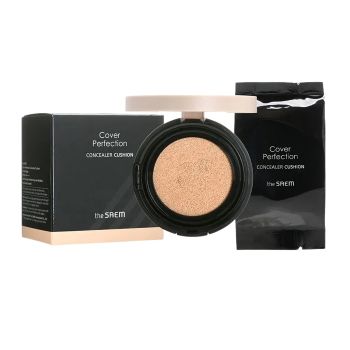 Консилер-кушон со сменным блоком THE SAEM Cover Perfection Concealer Cushion Set SPF50+ PA++++