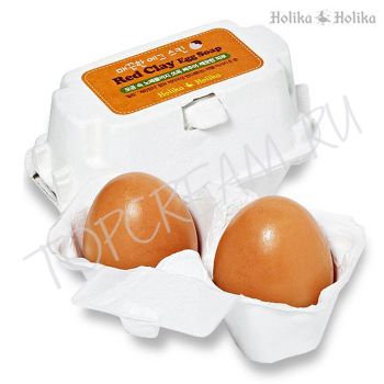 Мыло-маска для очищения лица с красной глиной HOLIKA HOLIKA Egg Soap Red Clay