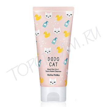 Средство 3 в 1 очищающая пенка + скраб + маска HOLIKA HOLIKA Dodo Cat Dust Out 3 in 1 Trans-foam Cleanser