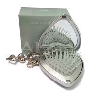 Складная расческа для волос в виде сердца с зеркалом и брелоком LADOR Heart Brush Hair (Silver)