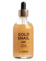 Антивозрастная сыворотка для лица с золотом и муцином улитки THE SAEM Gold Snail 24K Prestige Ampoule - вид 1 миниатюра